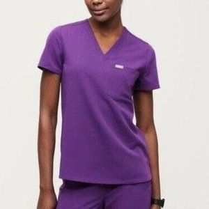 Figs Magic Purple Caterina Scrub Top Size XS